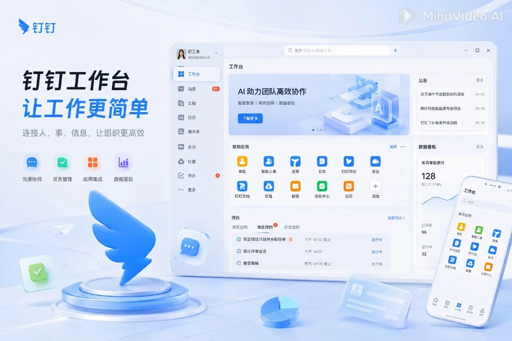 钉钉 工作台界面示意